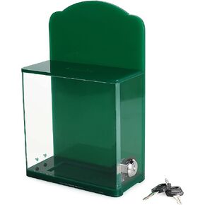 Acrylic Donation Suggestion collection Box Pre Drilled Holes For Wall mounted Or Retail Countertop Tip Box with Curved edges back wall display area 10 x 6 inches, Lock With set of keys (Black)
