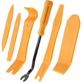 FOSHIO 6 Pack Trim Removal Tool Kit Yellow Plastic Pry Tool Easy Removal of Car Door Panel, Audio Radio Panel, Fasteners, Molding, Dashboards and Wheel Hubs