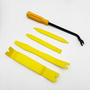 5 PCS Auto Trim Removal Tool Kit, No Scratch Plastic Interior Door Panel Clip Fastener Removal Pry Set, Vehicle Audio Dash Window Molding Remover Tool Kit, Car Accessories (Yellow)