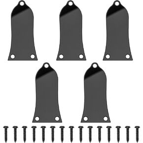5Pcs Yootones 3 Holes Electric Guitar Truss Rod Cover Plate with Screws Compatible with Electric Guitar Les Paul Epiphone (Black)