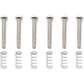 Musiclily Pro Metric M3x20mm براغي السرج المصنوعة من الفولاذ المقاوم للصدأ ومجموعة زنبركية لجسر باس الجيتار الكهربائي المستورد، اللون الأصلي (مجموعة من 6)