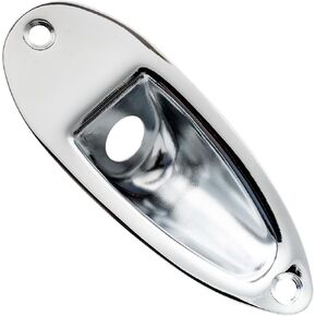 Musiclily Pro Steel Boat Shape Guitar Input Jack Plate Jack Ferrule Output Jackplate for Strat/Stratocaster Style Electric Guitar, Black