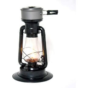 Rayo Heater Cooker Emergency Lantern, Non-Electric Fuel Lamp with Cooking Pot for Camping or Emergencies, 10-12 Hour Burn, Black, 15"