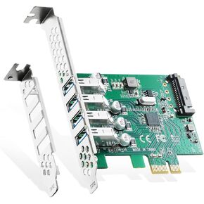 Binardat PCIE to USB 3.1 Gen 2 Expansion Card, 5 Port 10Gbps 3X USB Type-A and 2X Type-C Ports, Self-Powered, USB3.1 Hub Controller Adapter for Windows 10/11