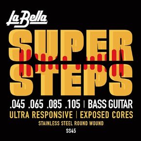 LaBella SS45 Super Steps - Standard Stainless Steel Round Wound Bass Guitar Strings