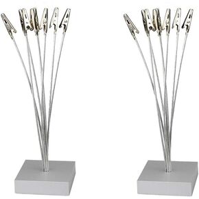 2Pcs Cube Base 8-Branch Tree Style Memo,Photo Clip,Paper Holder,Table Number Holder for Wedding Party Sliver