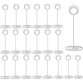 20 Pack Sanswin Silver Table Number Holders-3.35 Inch Place Card Holder Stands for Photos Picture Numbers,Food Signs,Table Signs,Memo Notes,Used in Wedding Birthday Party Restaurant…