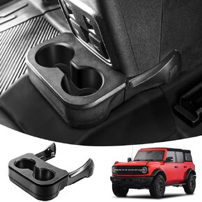 Rear Dual Cup Holder Compatible for Ford Bronco Accessories 2021 2022 2023,Expander Removable Car Cup Holder Upgraded for Bronco 2/4-Door,Back Seat Drink Holder Organizer Storage Tray