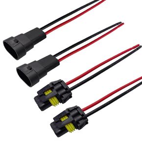 2Pcs H4 9003 HB2 Heavy Duty Ceramic Wiring Harness Sockets Male & Female Connector for Headlights or Fog Lights