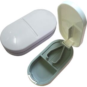 Pill Cutter for Small or Large Pills, Portable Pill Splitter 2-in-1 Pill Case with Stainless Steel Blade, Cuts Pills, Vitamins, Tablets (Royal Blue)