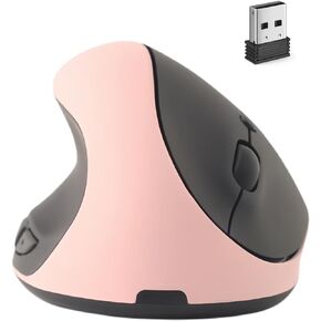 Wireless Mouse Pink Left Handed Mouse Ergonomic Vertical Left Hand 6 buttons USB Optical Ergo Carpal Tunnel Cordless Lightweight Small Mice for PC Laptop Computer Macbook Desktop Office Gift