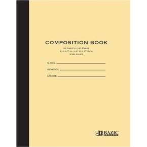 BAZIC 20 ct. 8.5" x 7" Manila Cover Composition Book, Box of 24