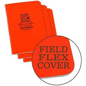 Rite in the Rain Weatherproof Mini Stapled Notebook, 3.25" x 4.625", Orange Cover, Universal Pattern, 3 Pack (No. OR71FX-M)