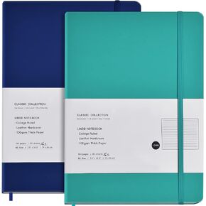 2 Pack B5 Journal Notebooks Classic College Ruled Notebooks Hardcover Lined Journals for Office Home School Business Writing Note Taking, 10.2 x 7.5 inch, 100GSM Thick Paper, 160 Pages (Black/Brown)
