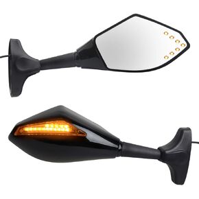 NTHREEAUTO Motorcycle Sway Adjustable Rear Side View Mirrors Integrated with Signal Light Kit Compatible with Suzuki GSXR, Honda CBR600RR, ATV, Yamaha R1, R6, R6S and Kawasaki