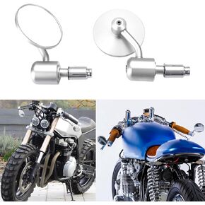 Round 7/8" Handle Bar End Motorcycle Side Mirrors Compatible With Street Bike Cafe Racer Sports bikes Chopper, Cruiser Sport FZ8 FZ-07 09