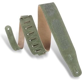 Levy's Leathers 2.5" Suede Leather Guitar Strap Celtic Knot Emboss Design; Green (MS26CK-GRN)