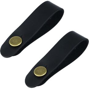 Guitar Neck Strap Leather Headstock Strap Adapter for Guitar Ukulele Banjo Black(Pack of 2)