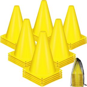 Syhood 30 Pack 7 Inch Plastic Traffic Cones Sports Training Agility Marker Mini Cones for Soccer, Skating, Football, Basketball, Indoor and Outdoor Games Sports Practice Equipment