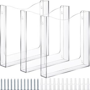 Eaasty 3 Pieces Wall Mount File Holder Acrylic File Holder Vertical Wall File Organizer Clear Wall Pocket Hanging for Office Paper Mail Letter Magazine Storage, 9.84 x 9.84 x 1.5 Inch