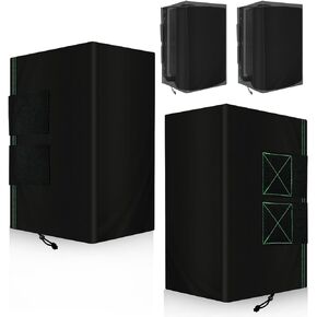 2 PCS Outdoor Speaker Cover, Wall Mounted Speaker Cover Weatherproof Waterproof UV Resistant and Dustproof 600D Oxford Cloth, Black(H 11" x W 7" x D 9")