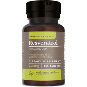 Resveratrol Supplement – Grape Skin Extract - 100mg Trans-Resveratrol Antioxidant - 150 Tablets - Promotes Anti-Aging & Cardiovascular Support - Endurance Products Company