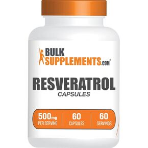 BULKSUPPLEMENTS.COM Resveratrol Capsules - Resveratrol Supplement, Polygonum Cuspidatum, Resveratrol 500mg - Antioxidants Supplement, Resveratrol Pills - 1 Capsule per Serving, 60 Capsules