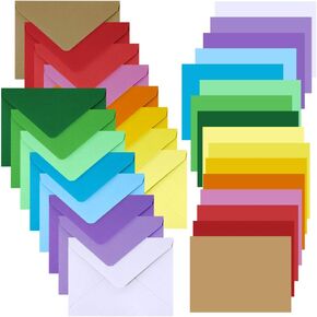160 Sets 16 Colors Contour Flap Envelopes Invitation Envelopes Self Seal and Greetings Rainbow Blank Single Panel Cards Note Cards Love Notes Cards for Wedding Kids Personal Stationery Graduation Gift