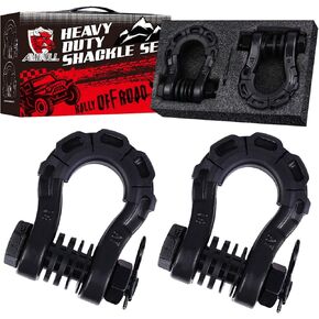 Shackles Upgrade 3/4" D Ring Shackle (2 Pack) 70,000 lbs Break Strength with 7/8" Pin, Isolator and Washer Kits for Use with Tow Strap, Winch, Off-Road Truck Vehicle Recovery, Red