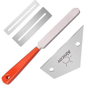 Alnicov Stainless Steel Guitar Fret Crowning File, Fret Rocker, Fingerboard Protectors Set Fret Leveling Grinding Tool Kit for Luthier and Guitar Players