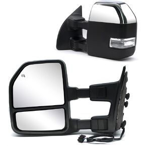 Upper Towing Mirror Glass fit for 99-07 Ford F250 F350 F450 F550 Super Duty Pickup Truck Driver Left Side LH Flat Replacement Including Adhesive