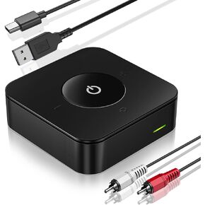 Bluetooth Transmitter Receiver, Wireless Bluetooth Transmitter for TV/PC, Bluetooth Receiver for Speakers and Home Stereo, 450mAh Large -Capacity Battery, Supports 3.5mm AUX, RCA, Optical Port (Black)