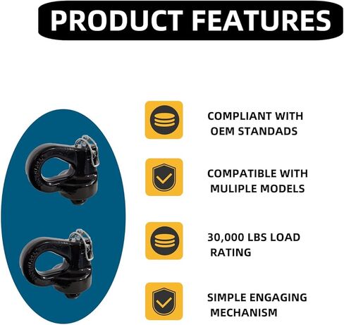 60691 مرساة سلسلة أمان لربط عنق الإوزة بنظام Puck، UCELICE 2 حزمة من مراسي سلسلة أمان Gooseneck متوافقة مع Silverado 2500HD/3500HD، Ford F-250/350/450، Sierra 2500HD/3500HD، Titan XD in Kuwait