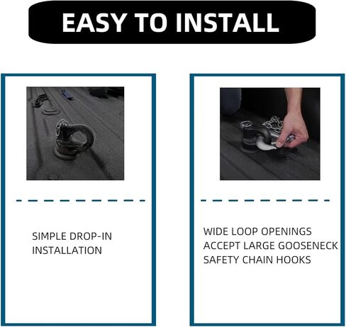 60691 مرساة سلسلة أمان لربط عنق الإوزة بنظام Puck، UCELICE 2 حزمة من مراسي سلسلة أمان Gooseneck متوافقة مع Silverado 2500HD/3500HD، Ford F-250/350/450، Sierra 2500HD/3500HD، Titan XD in Kuwait