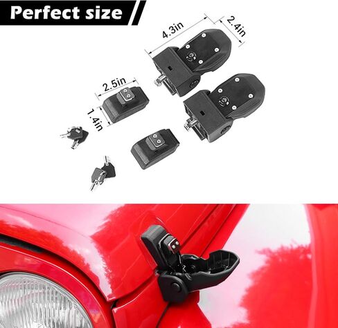 RT-TCZ for Wrangler JK Hood Latches Catch Kit with Key Lock Compatible with Jeep Wrangler JK JKU 2007-2017 Black Exterior Accessories 2pcs in Saudi Arabia