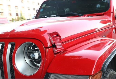 STANVEE Aluminum Hood Latches, Hood Catch Kit Compatible with Jeep Wrangler JK JKU 2007-2018 & Jeep Wrangler JL JLU Gladiator JT 2007-2021, No Drilling Required (red) in Saudi Arabia