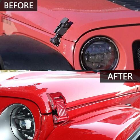 STANVEE Aluminum Hood Latches, Hood Catch Kit Compatible with Jeep Wrangler JK JKU 2007-2018 & Jeep Wrangler JL JLU Gladiator JT 2007-2021, No Drilling Required (red) in Saudi Arabia