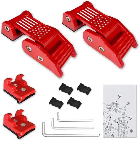 STANVEE Aluminum Hood Latches, Hood Catch Kit Compatible with Jeep Wrangler JK JKU 2007-2018 & Jeep Wrangler JL JLU Gladiator JT 2007-2021, No Drilling Required (red) in Saudi Arabia