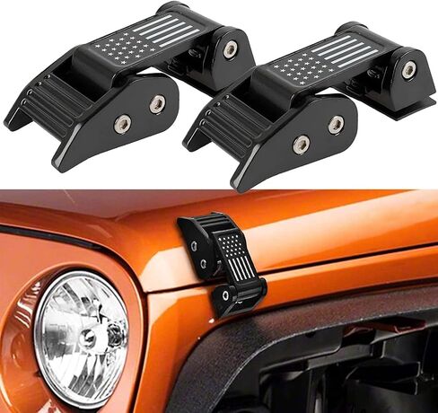 STANVEE Aluminum Hood Latches, Hood Catch Kit Compatible with Jeep Wrangler JK JKU 2007-2018 & Jeep Wrangler JL JLU Gladiator JT 2007-2021, No Drilling Required (red) in Saudi Arabia