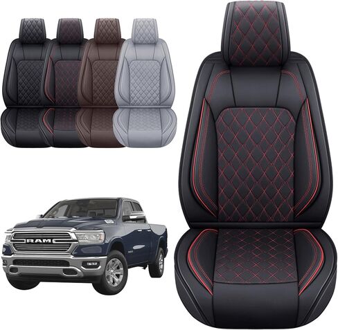أغطية مقاعد السيارة Aierxuan Dodge Ram تناسب حسب الطلب 2009-2024 1500، 2010-2024 2500/3500 Laramie Big Horn Longhorn Crew Quad Regular Cab وسائد جلدية مقاومة للماء للشاحنة (مجموعة كاملة/أسود) in Saudi Arabia