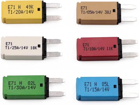 Circuit Breaker E71 DC 14V Auto-Reset ATM Blade Fuse Assortment Kit 6 PCS 5A,10A,15A,20A,25A,30A for Boat Marine RV Yacht Battery Trailer Bus Truck in Saudi Arabia