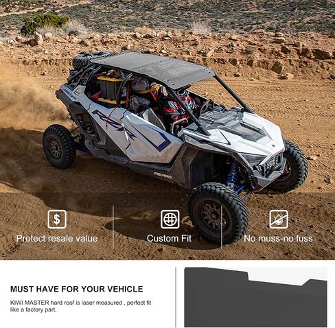 سقف ألومنيوم KIWI MASTER متوافق مع 2020-2024 Polaris RZR Pro XP 4، Turbo R 4 ملحقات 4 مقاعد سقف صلب أسود طراز OEM #2883990-458 in Saudi Arabia