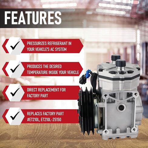ضاغط تيار متردد بديل للسيارة/الشاحنة بواسطة AA Ignition - متوافق مع Freightliner، Peterbilt، Kenworth 1996-1999 - يستبدل ET210L، ET210L-25150-1996، 1997، 1998، 1999 in Saudi Arabia
