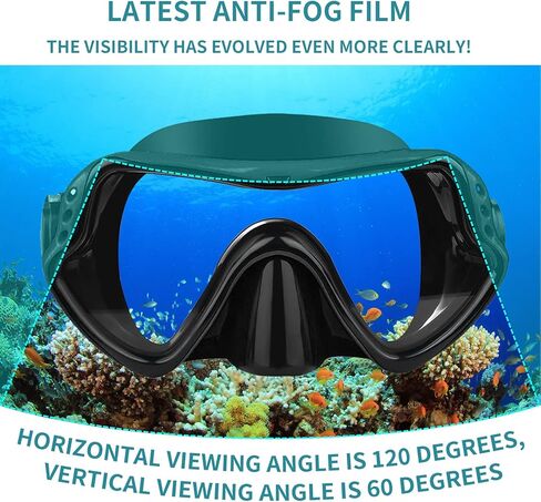قناع الغطس، مجموعة حزمة الغطس والغوص مع صمام تطهير زجاجي مطلي مضاد للضباب وقطعة فم من السيليكون المضاد للرذاذ للرجال والنساء in Kuwait