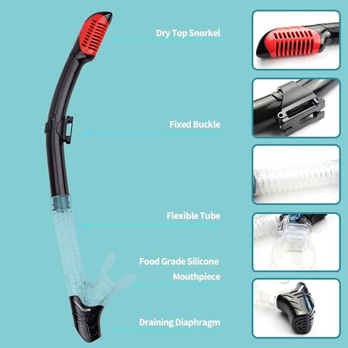 قناع الغطس، مجموعة حزمة الغطس والغوص مع صمام تطهير زجاجي مطلي مضاد للضباب وقطعة فم من السيليكون المضاد للرذاذ للرجال والنساء in Kuwait