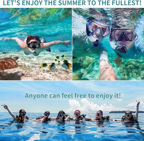 قناع الغطس، مجموعة حزمة الغطس والغوص مع صمام تطهير زجاجي مطلي مضاد للضباب وقطعة فم من السيليكون المضاد للرذاذ للرجال والنساء in Kuwait