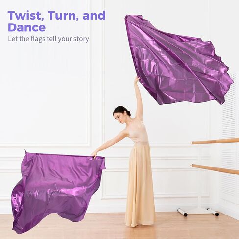 2Pcs 55" Soft Semicircle Worship Flags with Telescopic Poles, Worship Flags for Dance, Praise Church Flags for Worship, Dance Prop Double Flags, Purple in Saudi Arabia