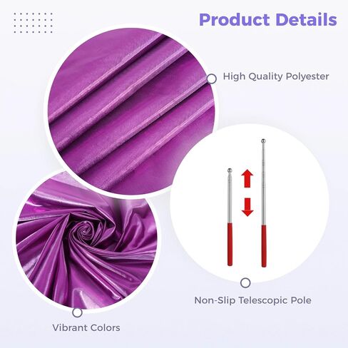 2Pcs 55" Soft Semicircle Worship Flags with Telescopic Poles, Worship Flags for Dance, Praise Church Flags for Worship, Dance Prop Double Flags, Purple in Saudi Arabia