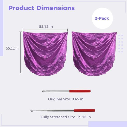 2Pcs 55" Soft Semicircle Worship Flags with Telescopic Poles, Worship Flags for Dance, Praise Church Flags for Worship, Dance Prop Double Flags, Purple in Saudi Arabia