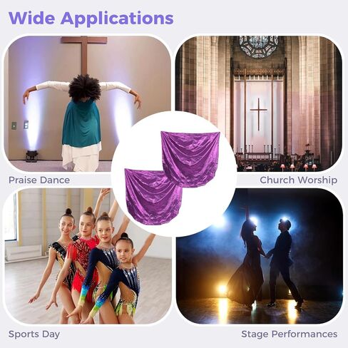 2Pcs 55" Soft Semicircle Worship Flags with Telescopic Poles, Worship Flags for Dance, Praise Church Flags for Worship, Dance Prop Double Flags, Purple in Saudi Arabia